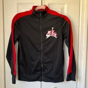 Nike Air Jordan Youth‎ Medium Track Jacket Full Zip Black Red Athletic Warm Up